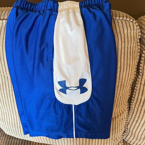 Under Armour Loose Blue & White Heatgear Shorts, Size Small - Picture 4 of 7